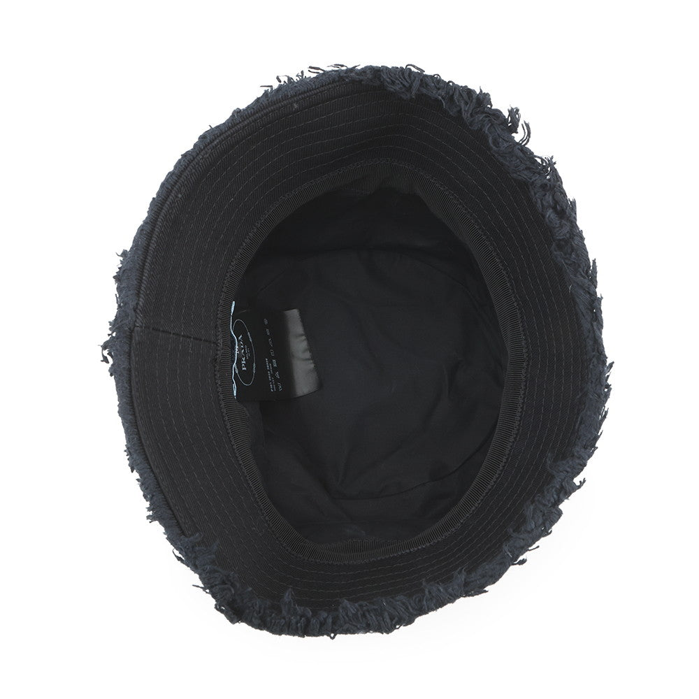 PRADA Triangle fringe bucket hat (2022) Size M Black1HC137 Cotton100%