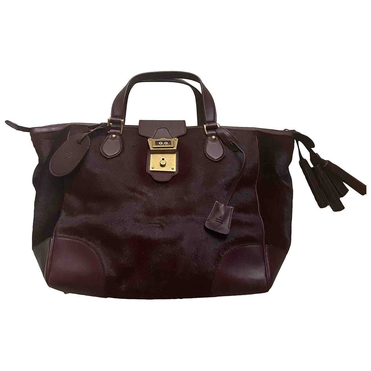 Gucci burgundy pony-style calfskin handbag