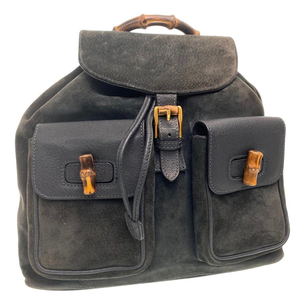 Gucci black suede backpacks