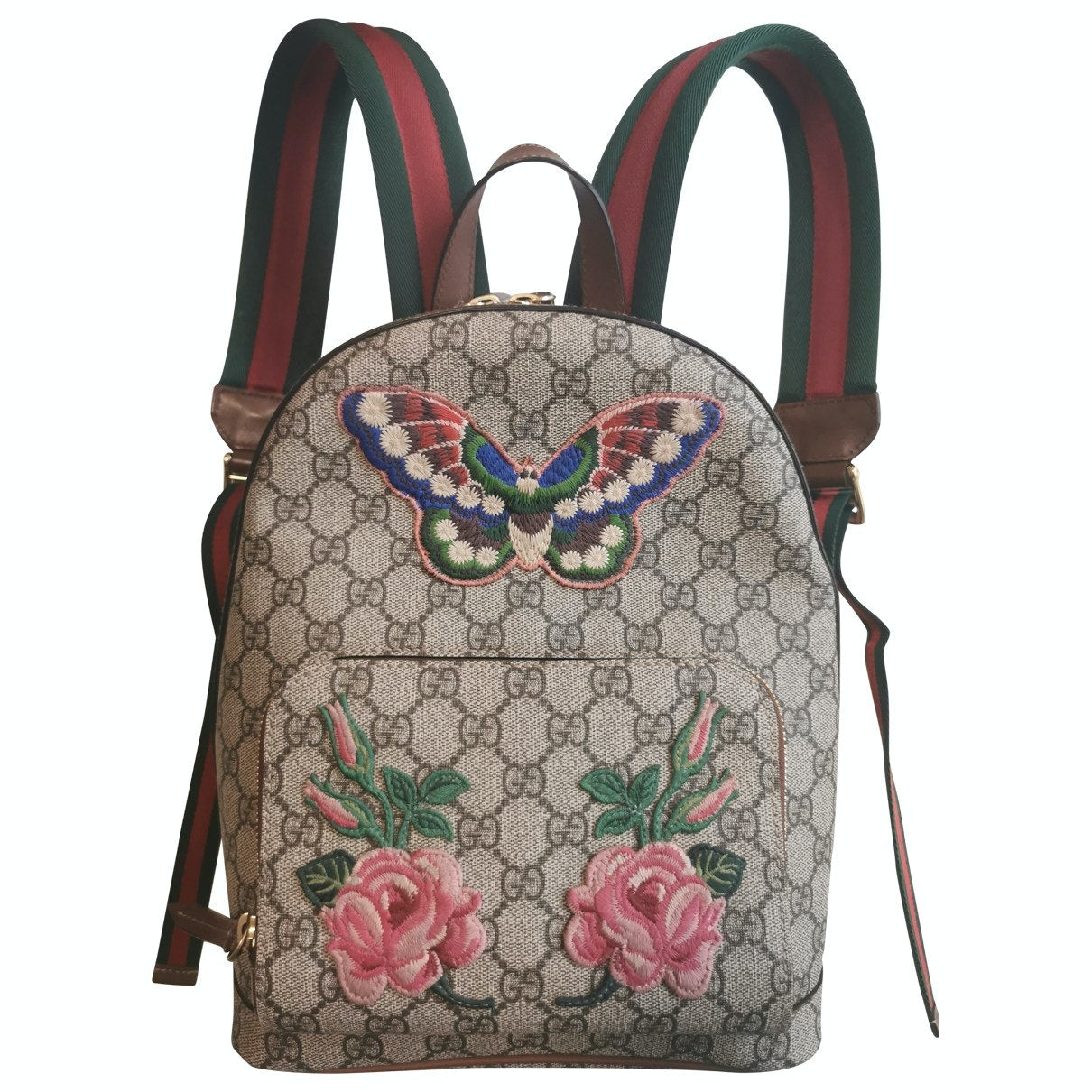 Gucci brown cloth backpacks