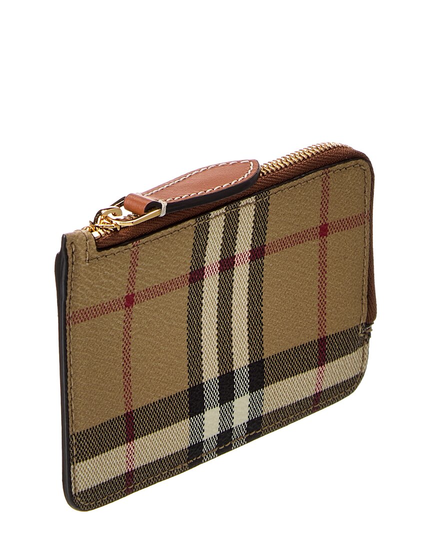 Burberry Check E-Canvas & Leather Zip Card Case
