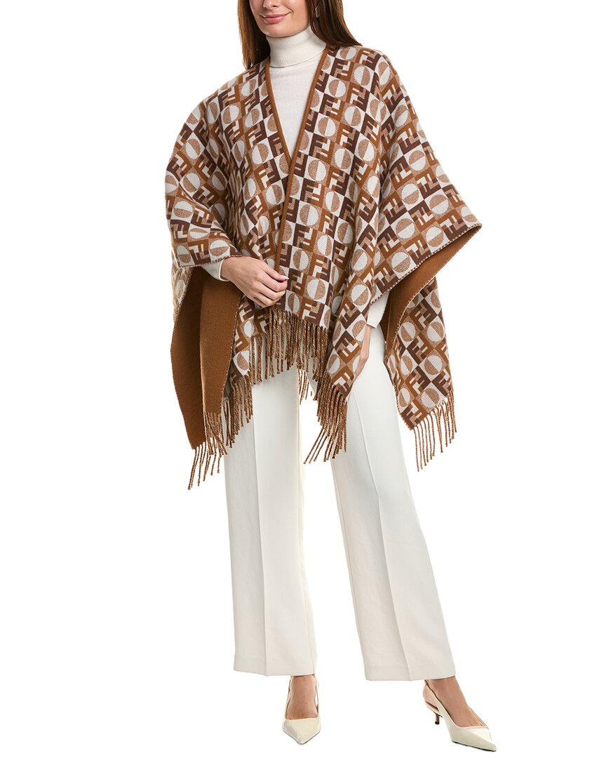 Fendi Ff Reversible Wool & Cashmere-Blend Poncho