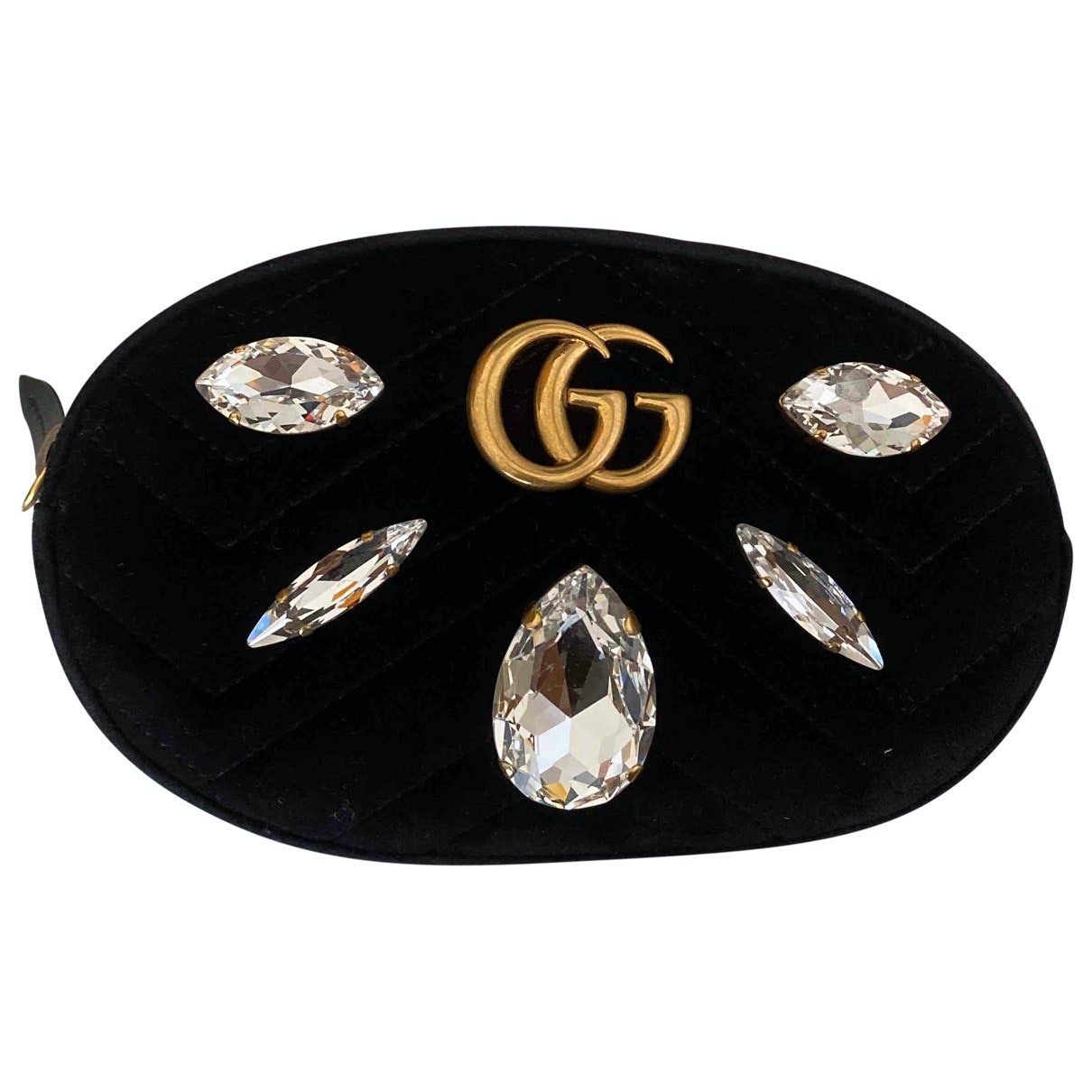 Gucci marmont black velvet clutch bag
