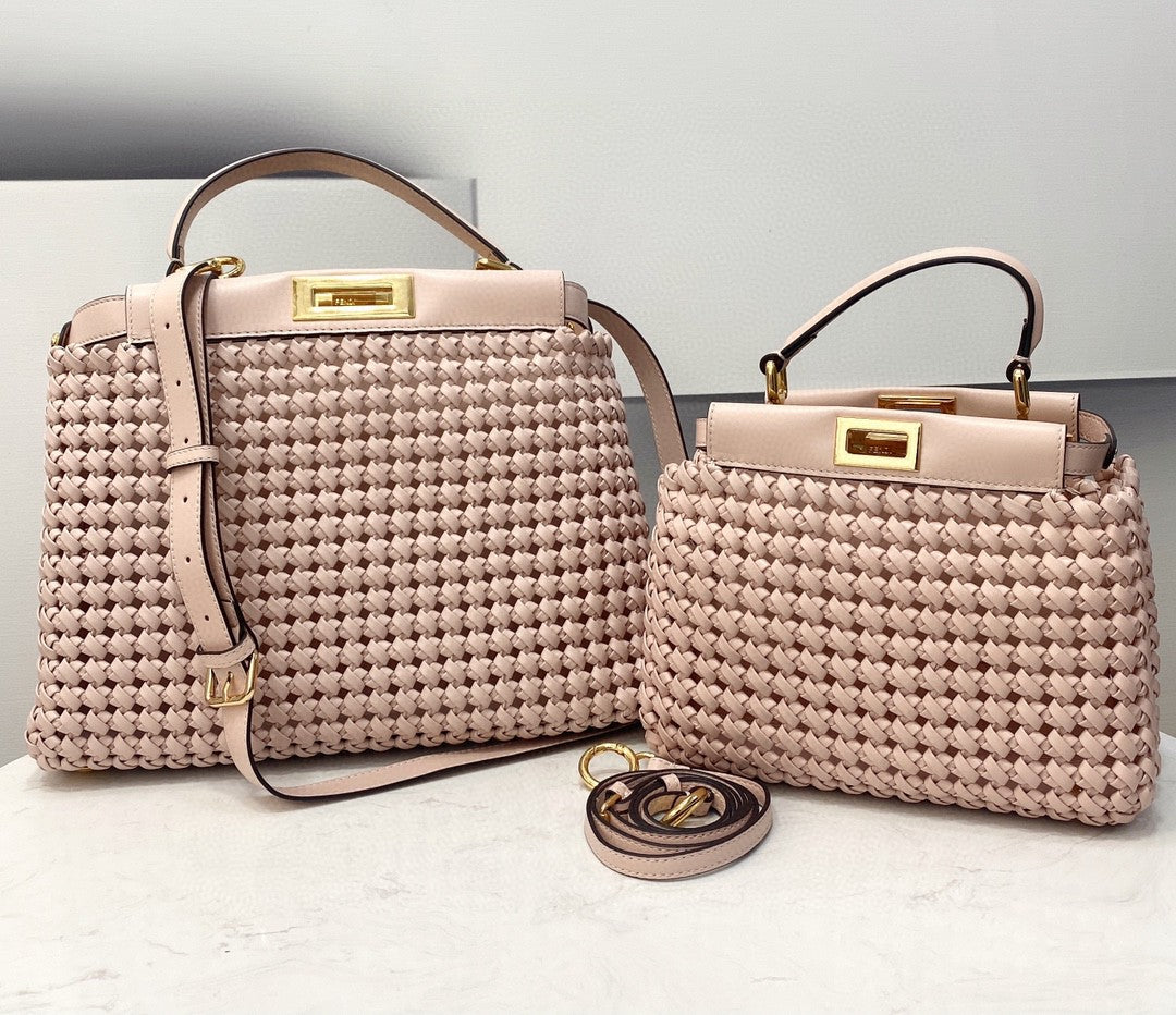 Top QualityTop Quality Peekaboo Mini Pale Pink Braided Bag For Woman 18cm/7in