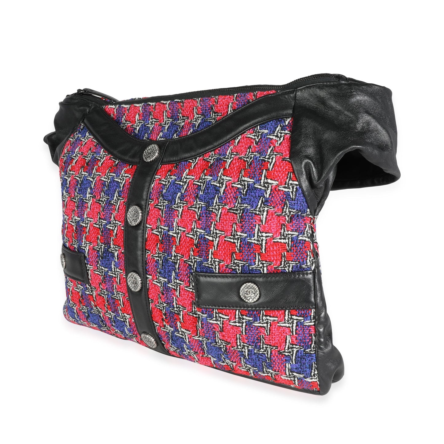 CHANEL Black Lambskin & Multicolor Tweed Girl Bag