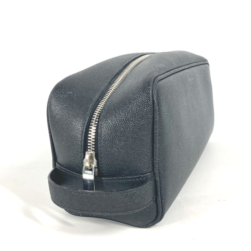 SAINT LAURENT PARIS business bag 609347 leather black logo with handle grooming case mens