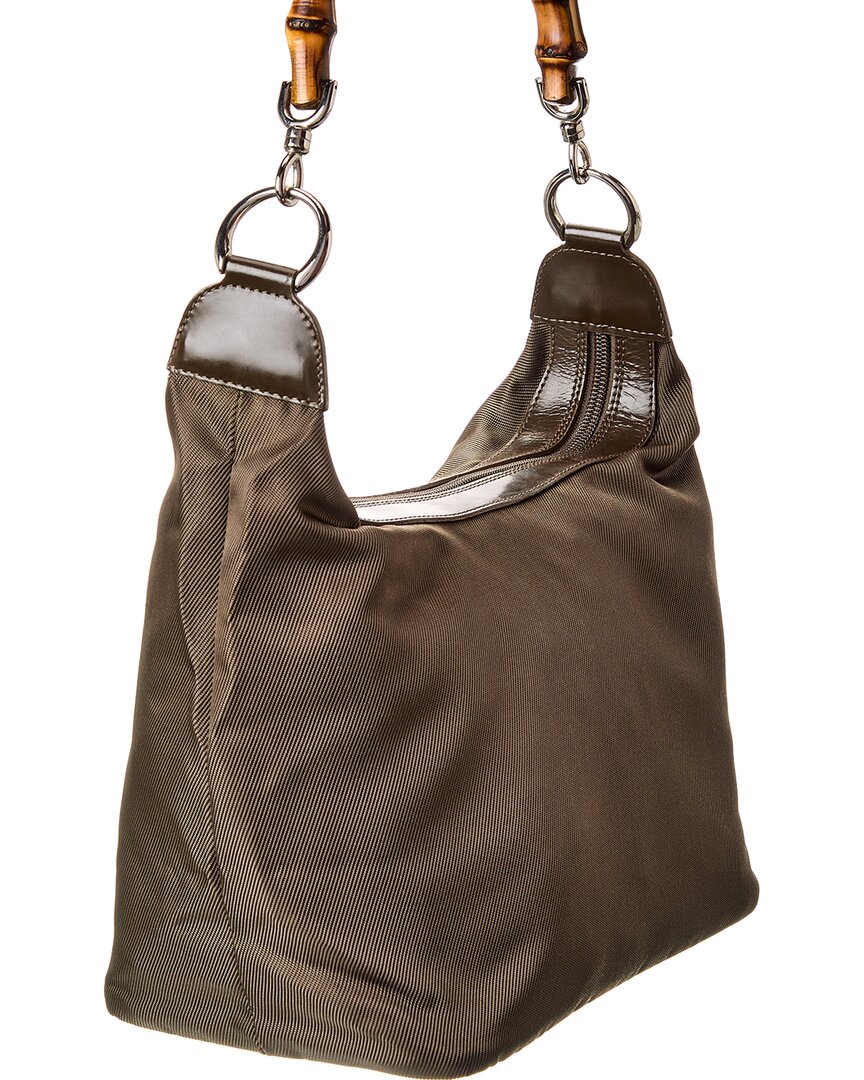 Gucci Olive Leather Bamboo Shoulder Bag ( )