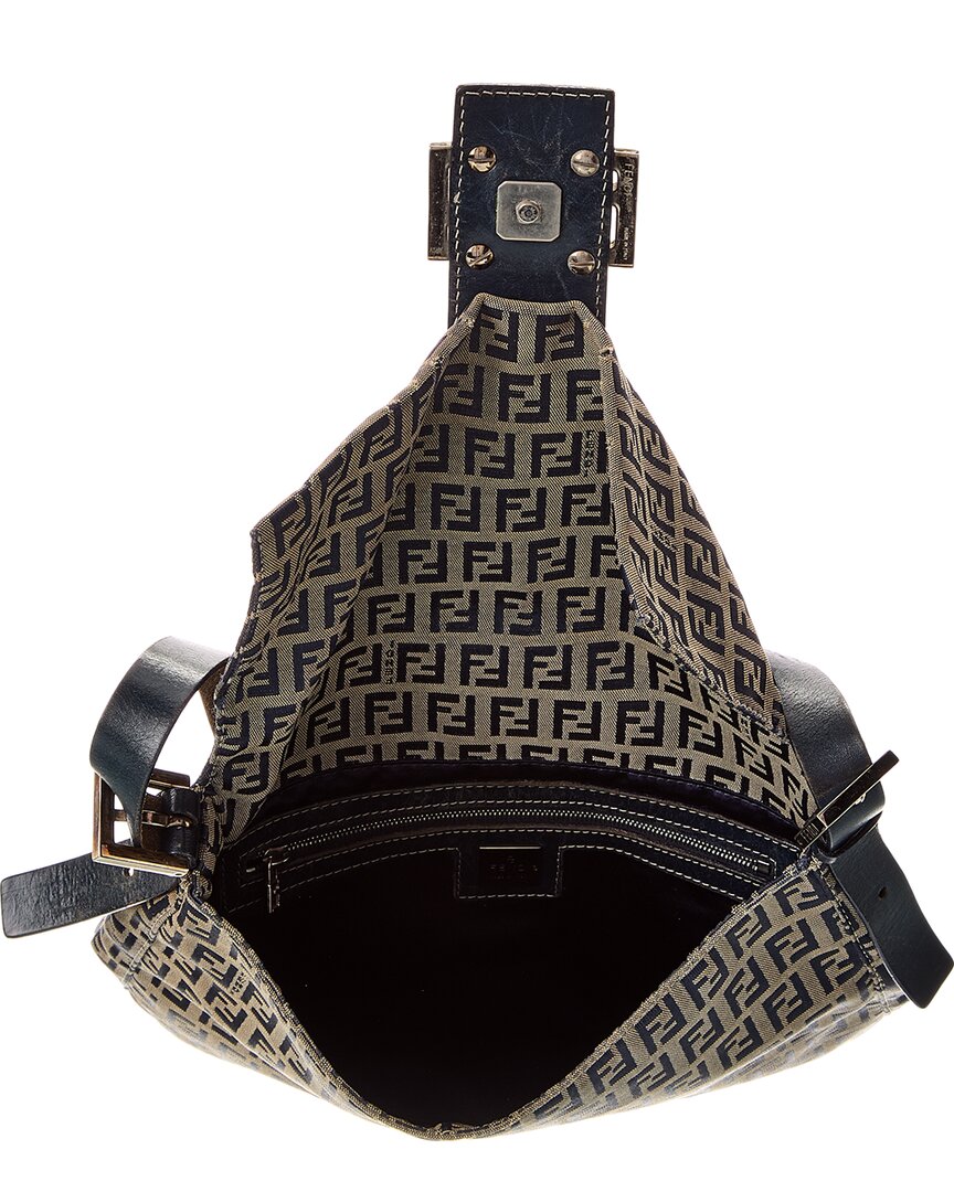Fendi Blue Zucca-Print Canvas Mamma Baguette ( Pre-Loved)