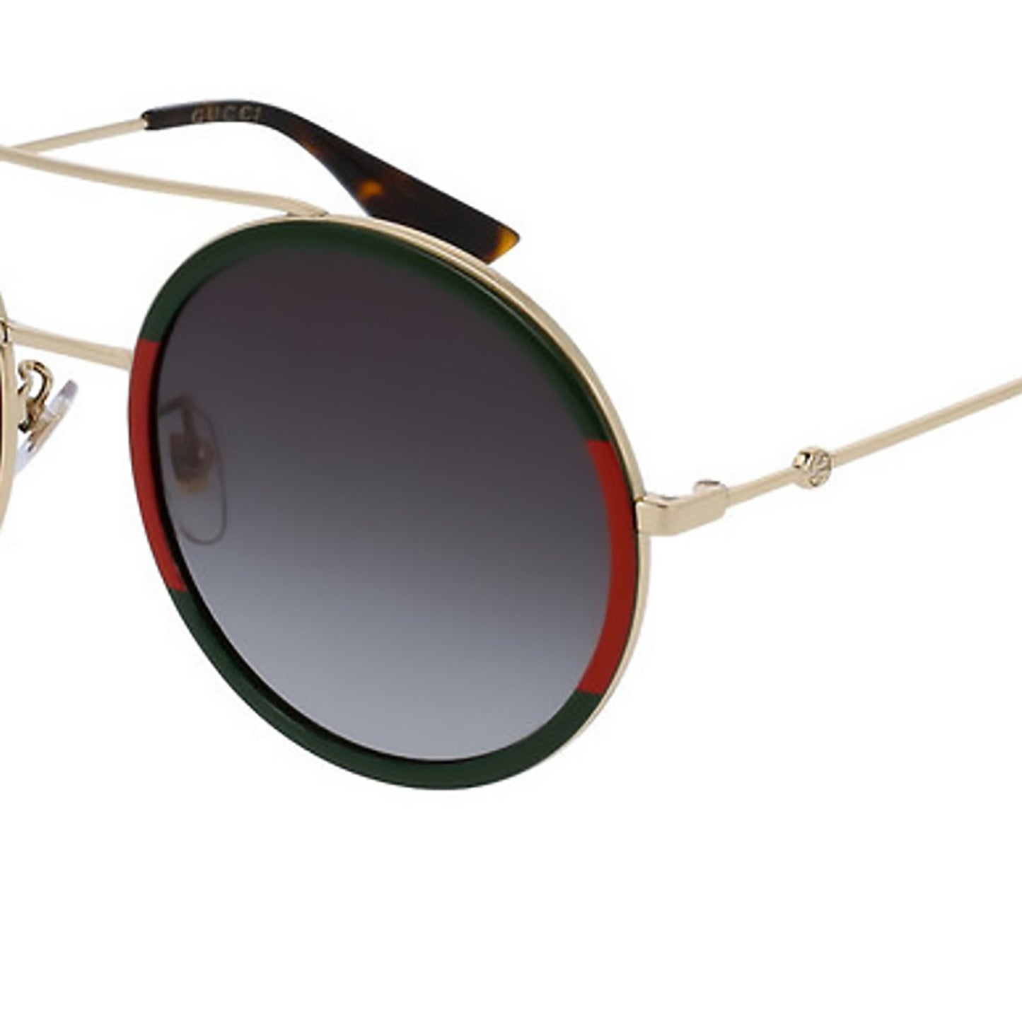 Gucci GG0061S-003 Round Sunglasses with Signature Green-Red Accents