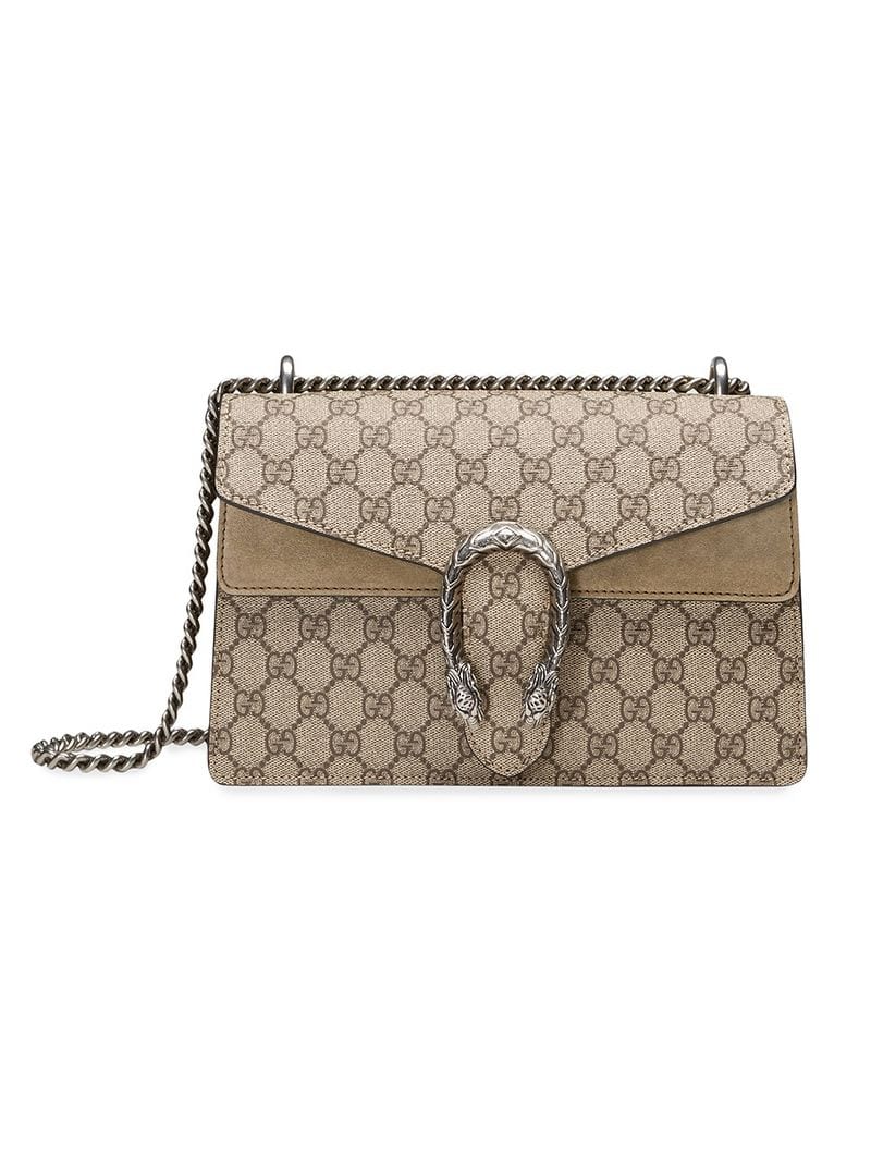 Gucci - Dionysus GG Supreme shoulder bag - women - metal/Suede/Canvas - One Size - NEUTRALS