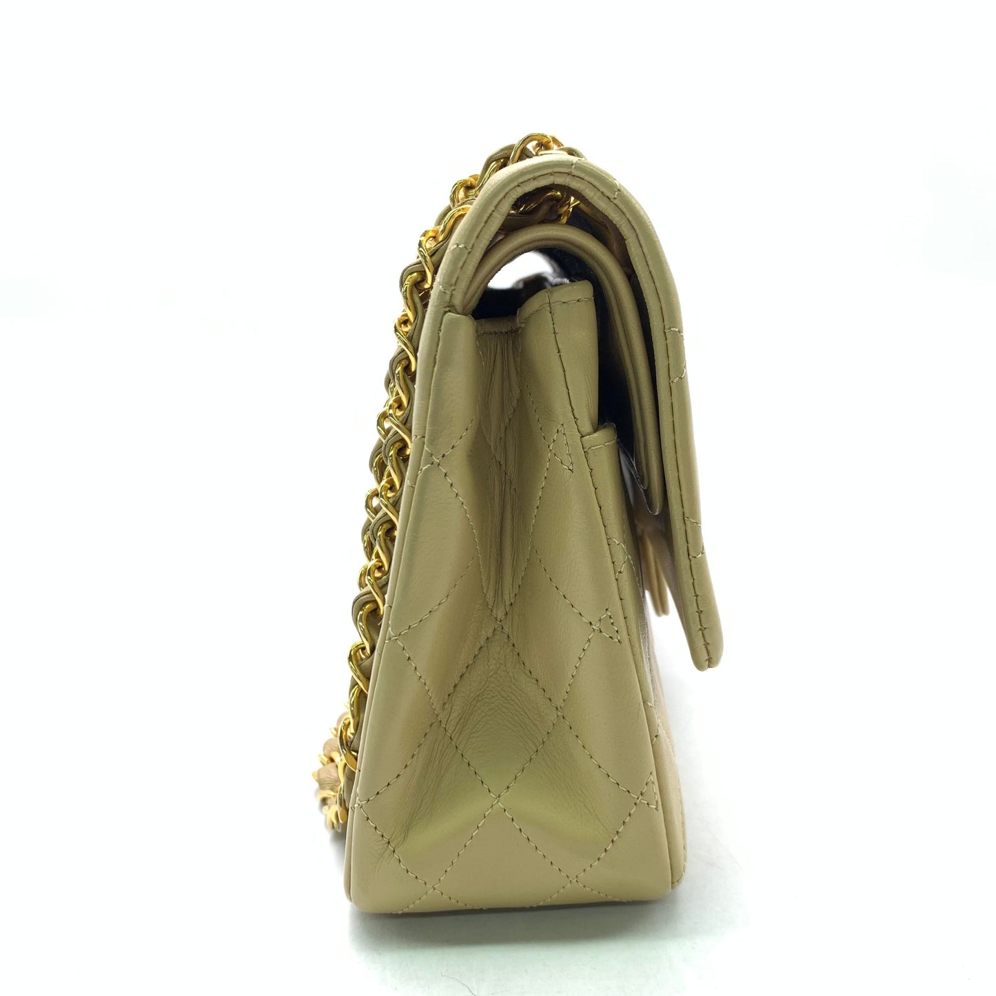 Chanel Classic Flap Medium Beige Lambskin Leather with 24k Gold HW, 1994-1996