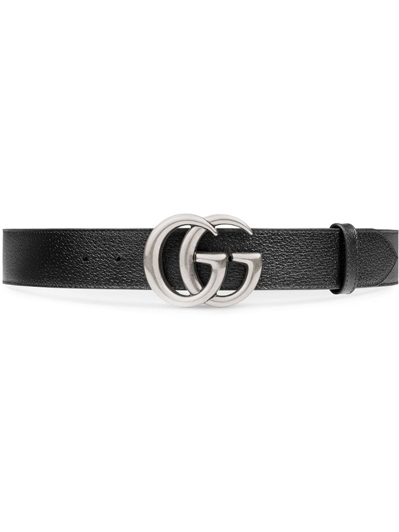 Gucci - Leather belt with double G buckle - men - metal/Leather - 100, 105, 80, 85, 90, 95, 110, 115 - Black