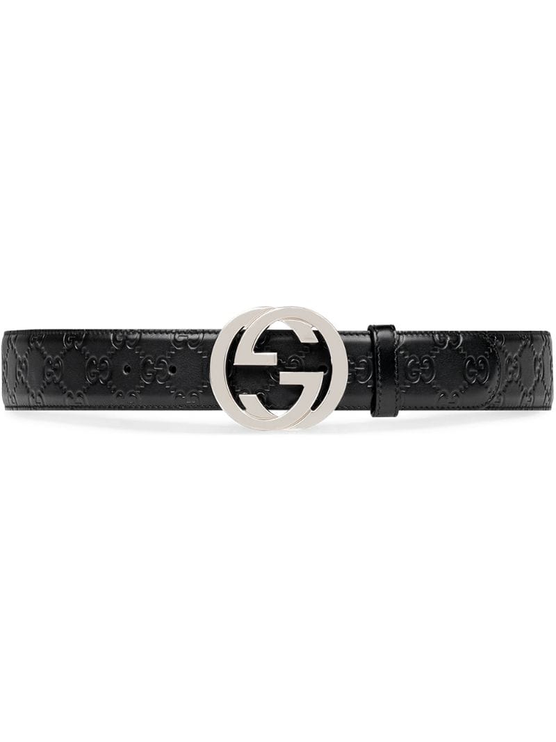 Gucci - signature leather belt - men - Leather/metal - 85, 90, 80, 115, 110, 95, 100, 105 - Black