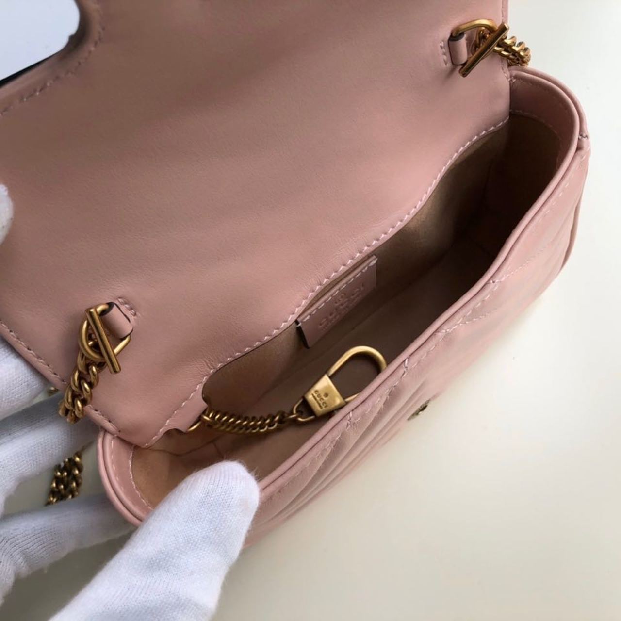 gg Marmont Matelassé Super Mini Bag Dusty Pink Chevron For Women 6in/16.5cm gg 476433 DTDCT 5729