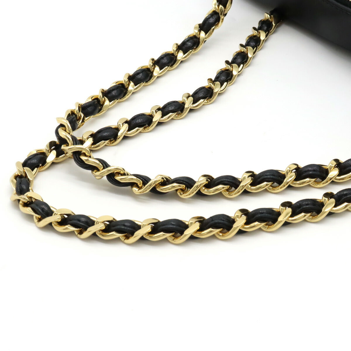 Chanel Chevron Leather Coco Mark 2way Chain Bag Black Gold Hardware
