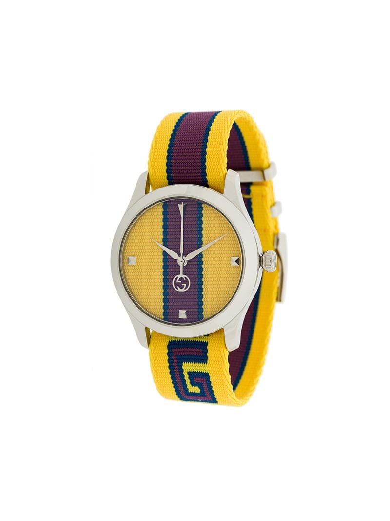 Gucci - GG Web watch - men - Cotton/stainless steel - One Size - yellow