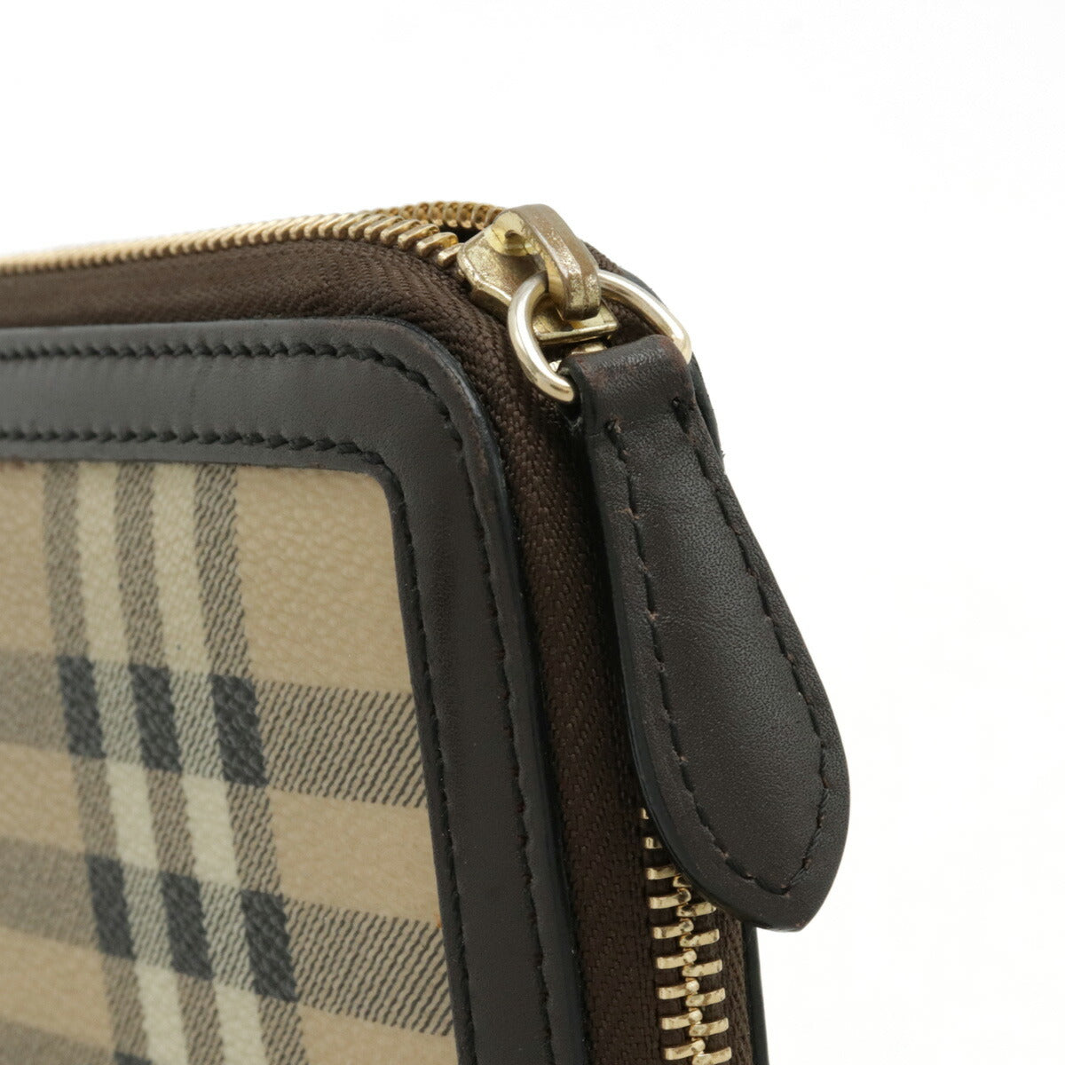 Burberry Shadow Horse Check PVC Leather Long Zip Wallet