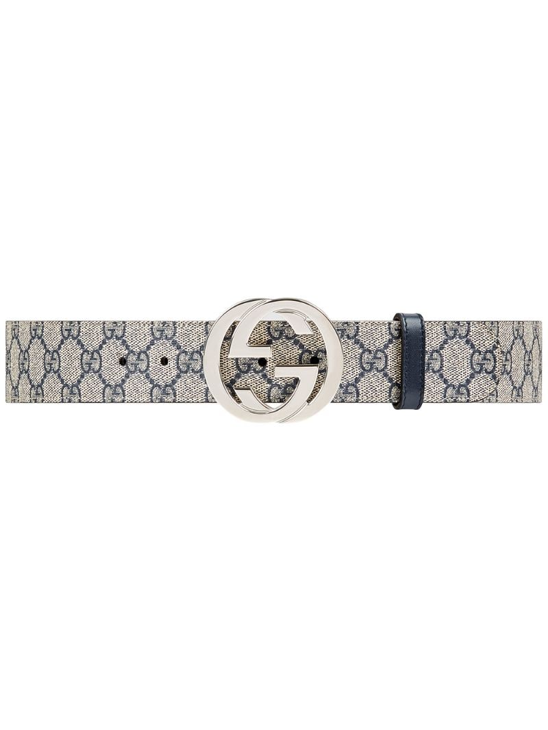 Gucci - GG Supreme belt with G buckle - unisex - Leather/Canvas - 85, 90, 80, 110, 95, 100, 105 - Blue