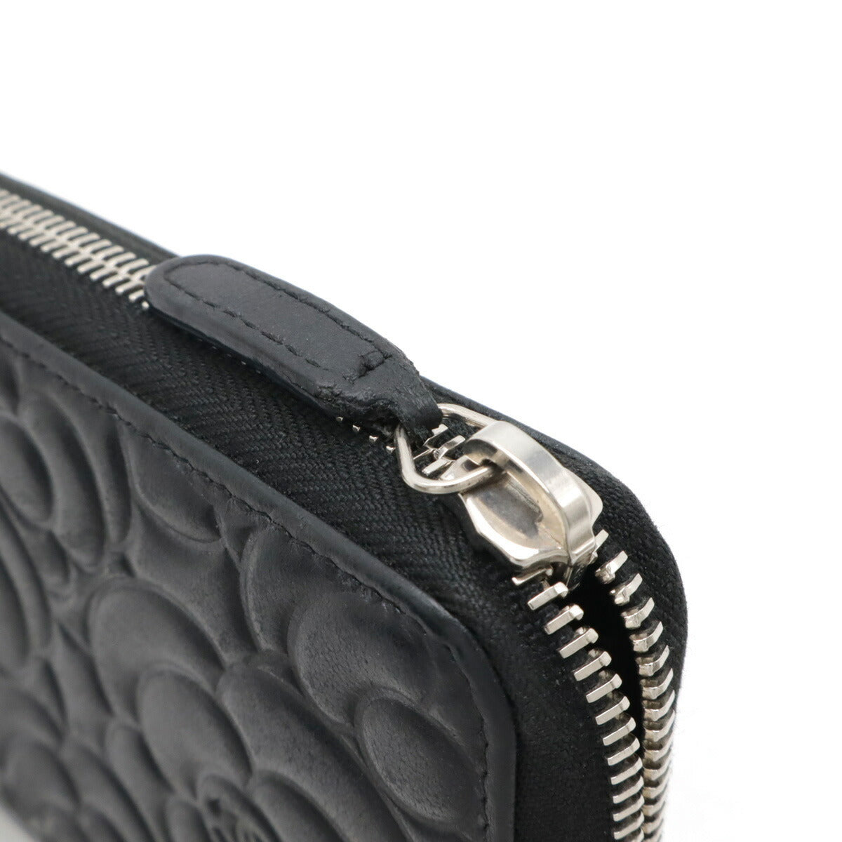 Chanel Leather Camellia Embossed Zip Wallet Long Wallet A70620