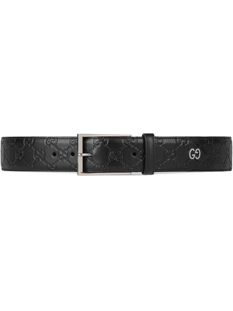 Gucci - Gucci Signature belt with GG detail - men - Calf Leather - 110, 95, 105 - Black