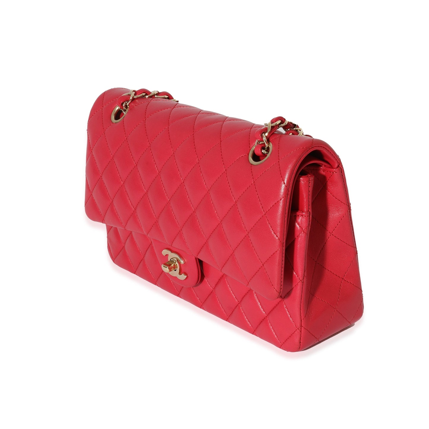 CHANEL Dark Pink Lambskin Medium Flap Bag
