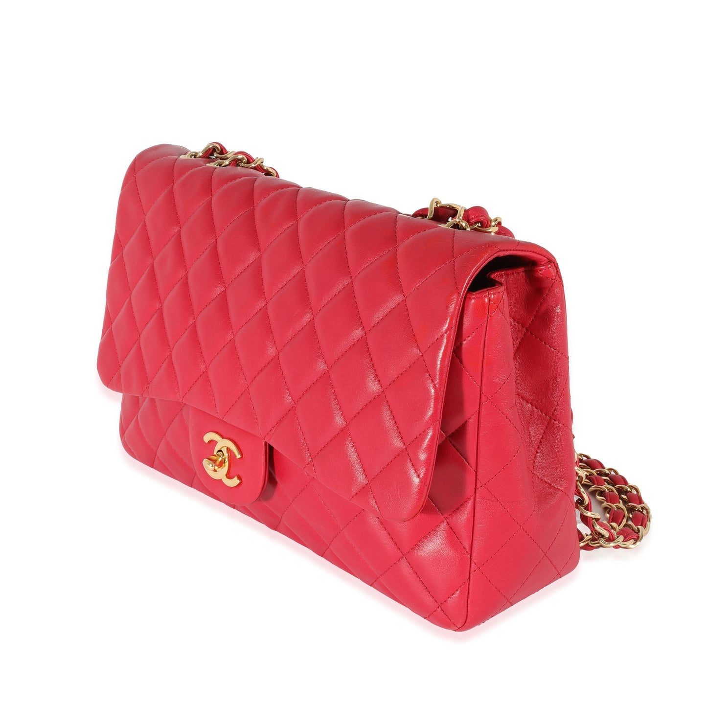 CHANEL Dark Pink Lambskin Jumbo Single Flap Bag