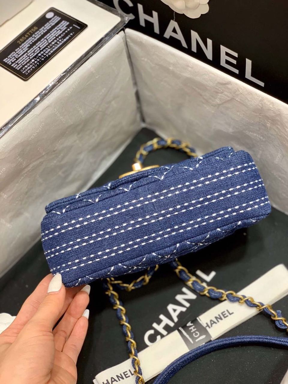 CHL Flap Bag Denim Blue For Women, Women’s Handbags, Shoulder And Crossbody Bags 10in/26cm AS1328 B01897 N5398