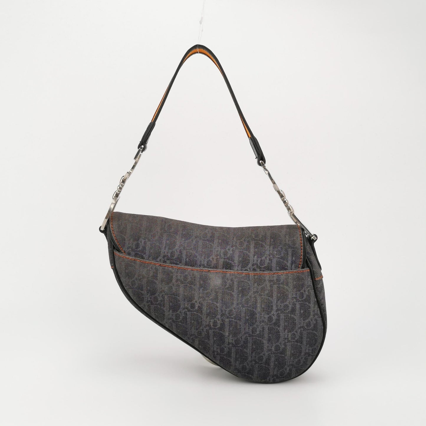 Dior Saddle Black Oblique with Orange Trim