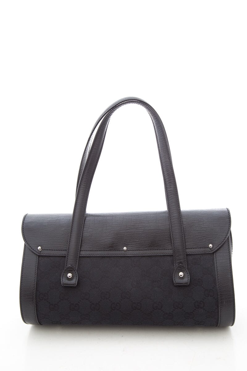 Gucci Black Monogram Bamboo Bullet HandBag