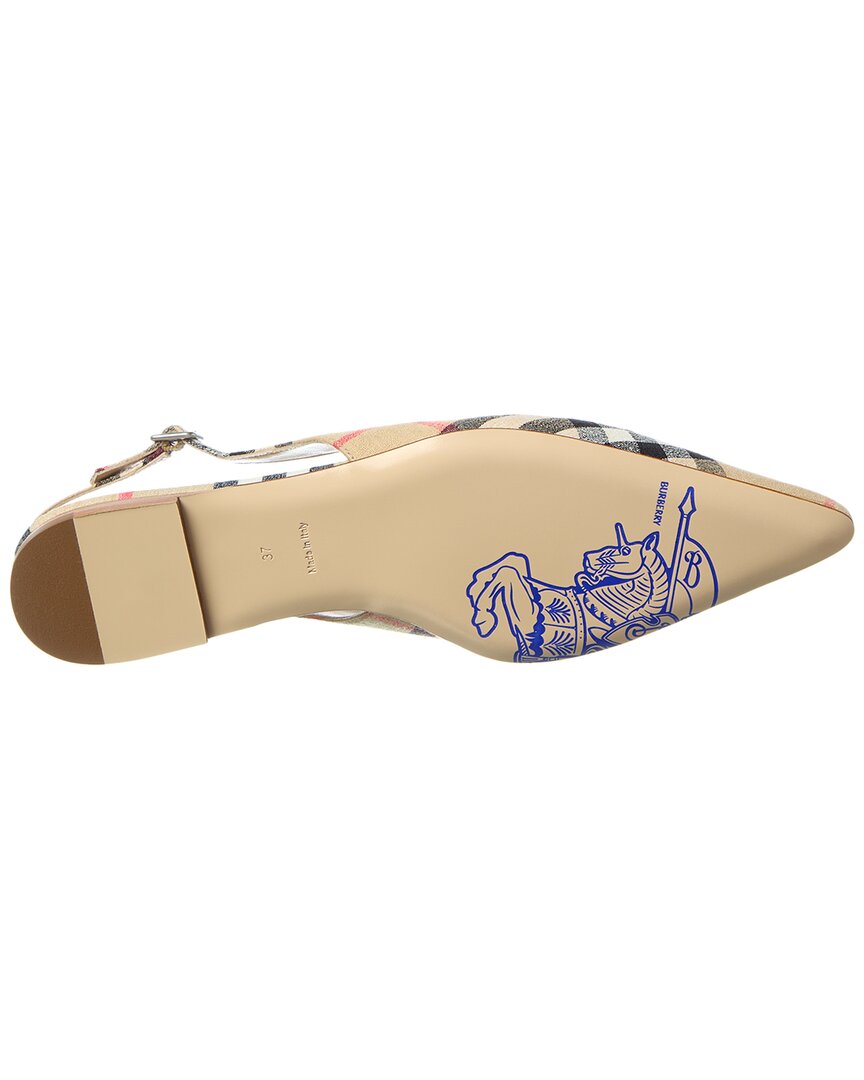 Burberry Dame Check Linen Slingback Flat