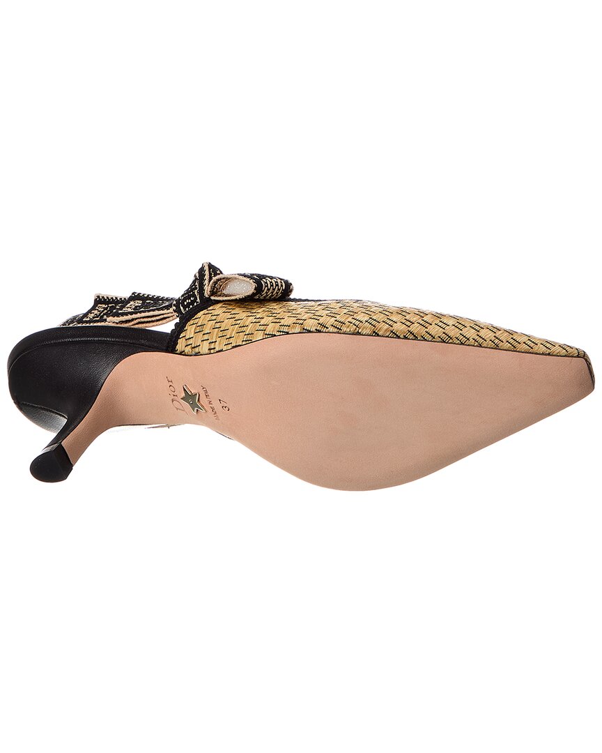Dior J'adior Straw & Leather Slingback Pump