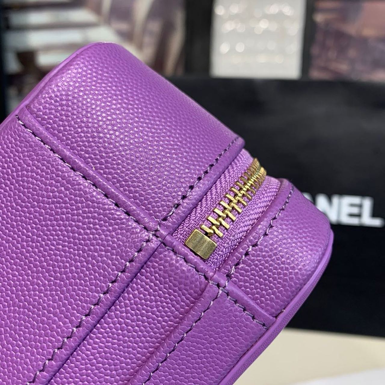 CHL Top QualityTop Qualityligree Vanity Case Bag 20cm Gold Toned Hardware Caviar Leather Spring/Summer Act 1 Collection, Purple