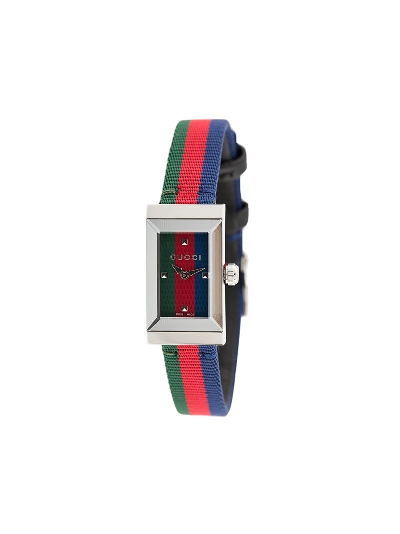 Gucci - striped analog watch - unisex - Nylon/Leather/glass/stainless steel - One Size - Red