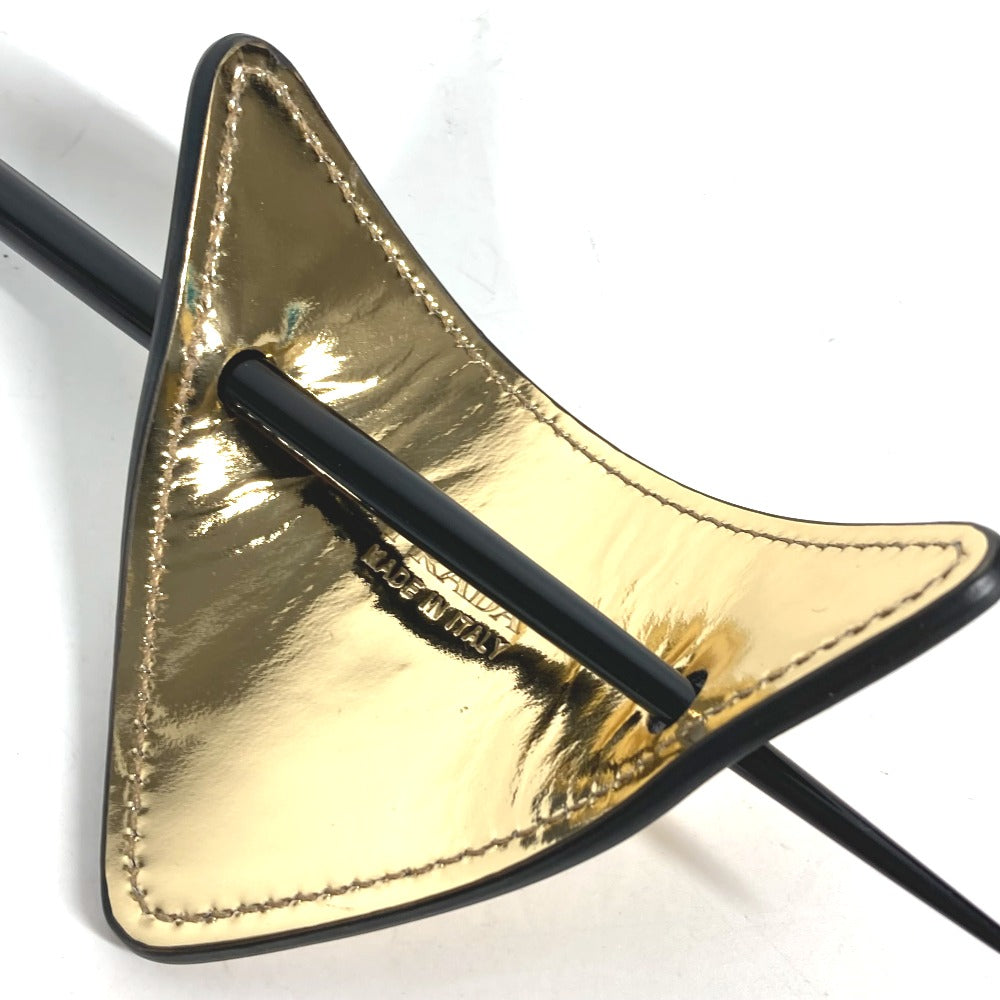 PRADA hair accessory 1IF004 leather gold hair accessory triangle logo Women