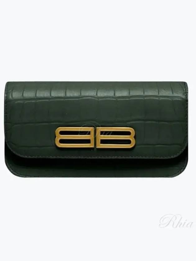 Luxury Balenciaga Trending 2025 Gossip BB Logo Crocodile Chain Shoulder Bag Green