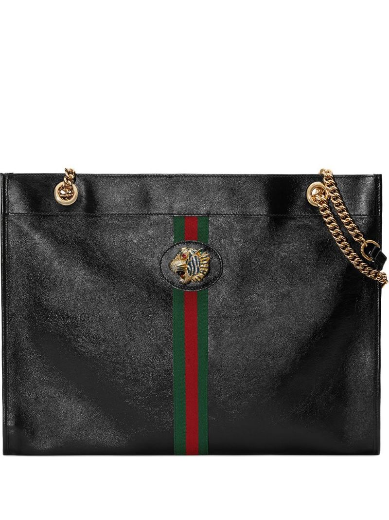 Gucci - Rajah large tote bag - women - Leather/Gold Plated Metal - One Size - Black
