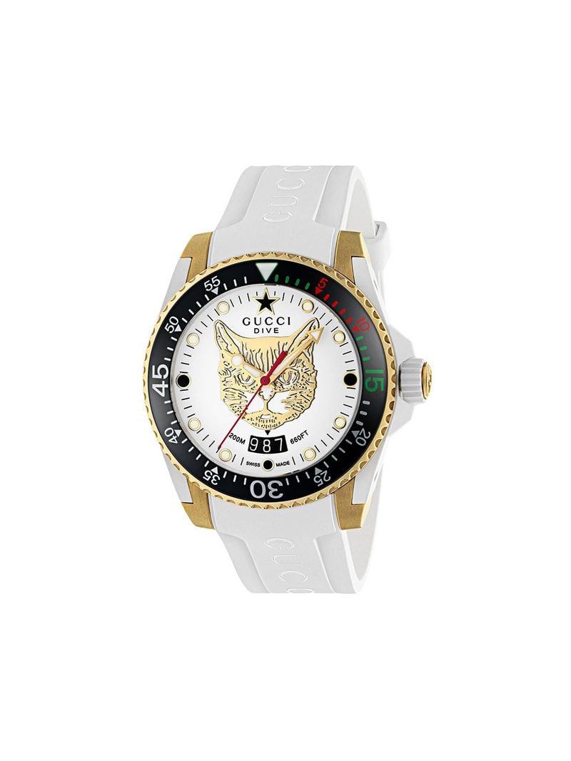 Gucci - Gucci Dive watch, 40mm - women - Gold Plated Metal/Rubber - One Size - White