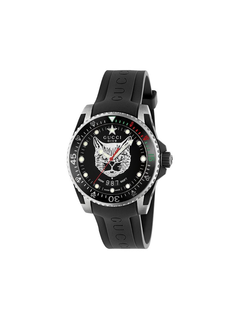 Gucci - Gucci Dive watch, 40mm - men - Rubber/Silver/Steel - One Size - Black