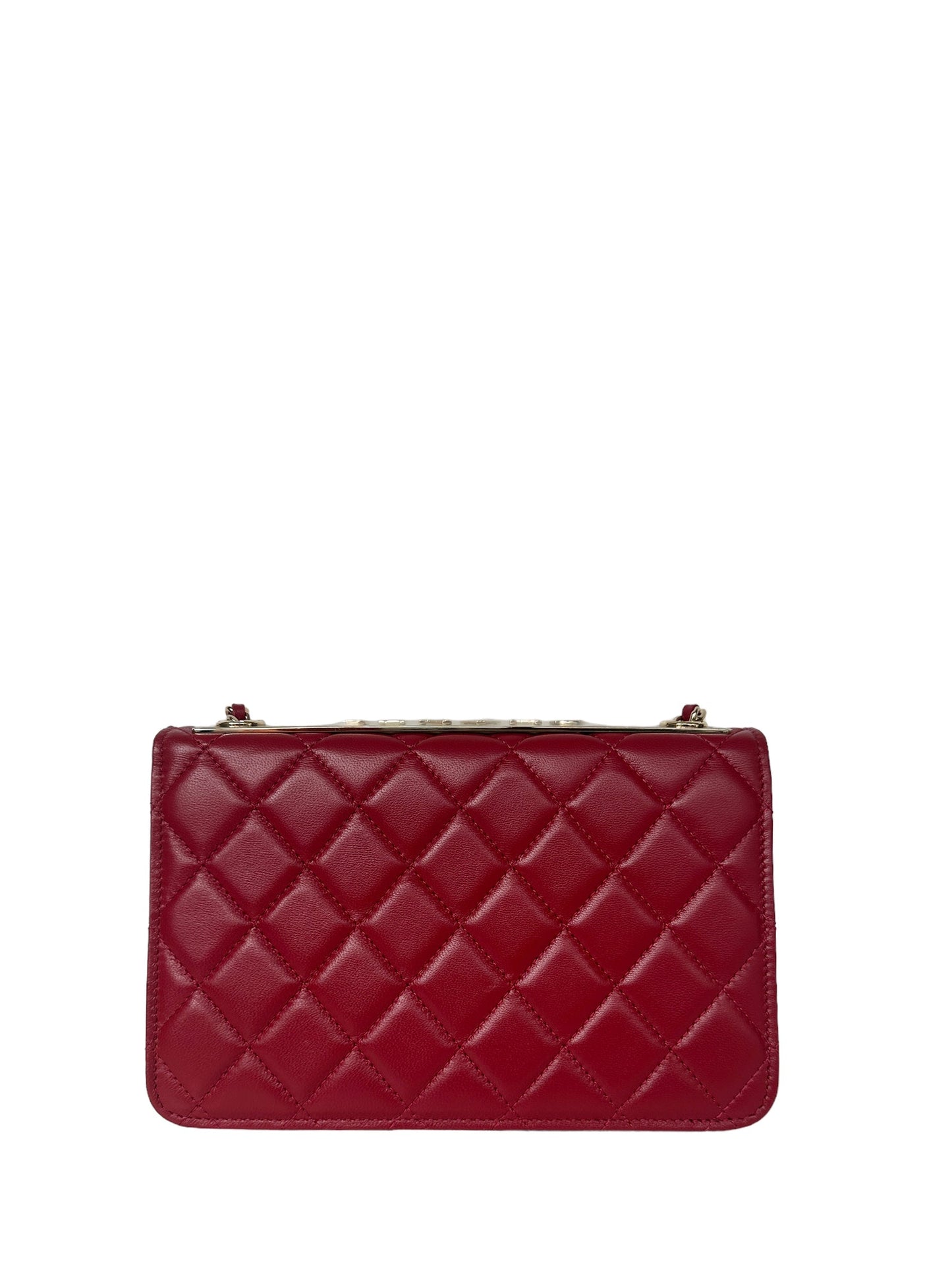 Chanel 2023 NEW Red Lambskin Quilted Trendy CC Wallet On Chain WOC Bag