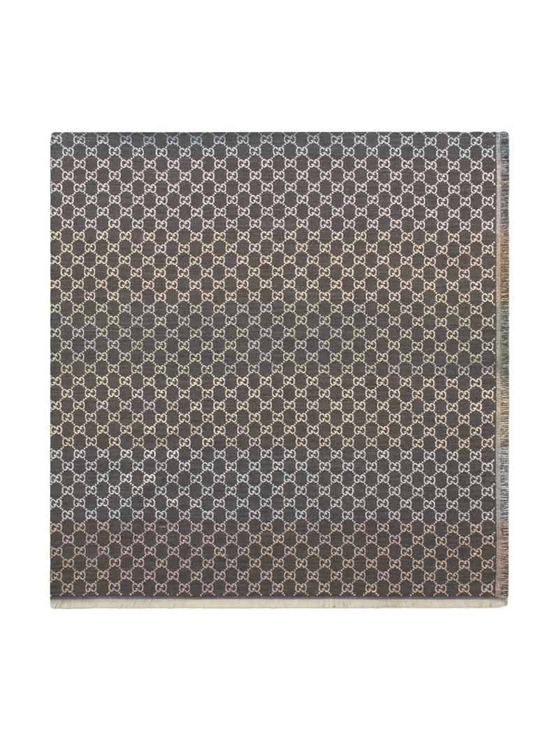 Gucci - GG jacquard scarf - women - Metallic Fibre/Silk/Cotton/Wool - One Size - Grey