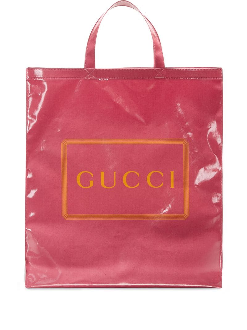 Gucci - medium logo print tote - men - Cotton - One Size - PINK