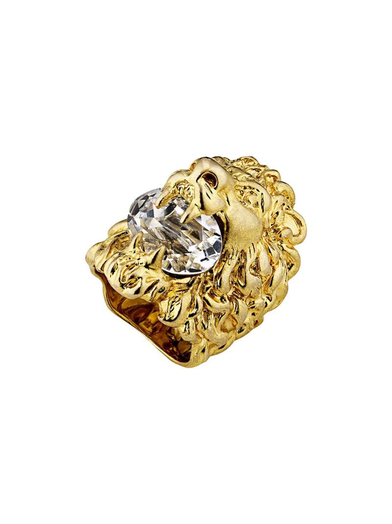 Gucci - Lion head ring with crystal - women - metal/Crystal - 59, 53, 50 - GOLD