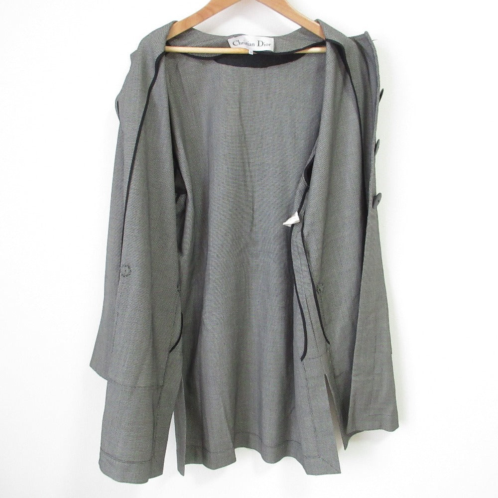 Christian Dior Wool Mid-length Collarless Jacket Coat