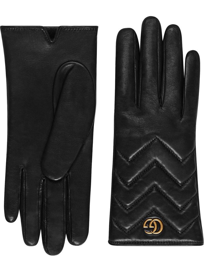 Gucci - GG Marmont gloves - women - Leather/Cashmere - 8, 7.5, 6.5, 7 - Black