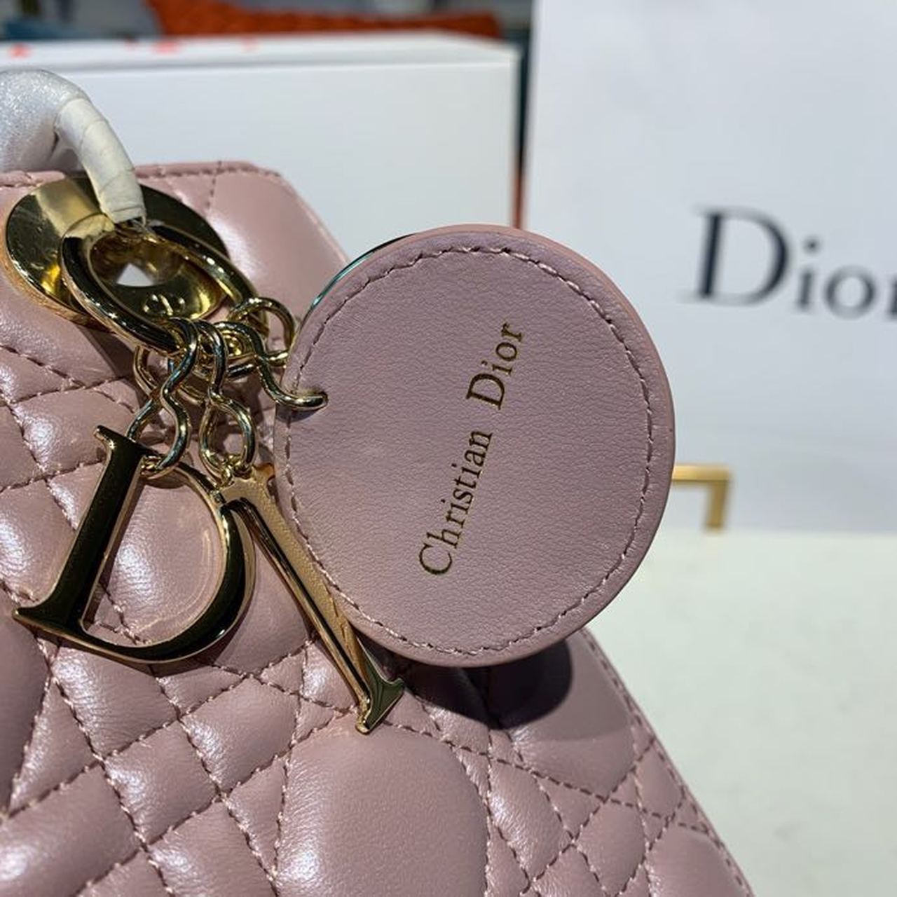 Top Quality Small Lady Bag Gold Toned Hardware Powder Pink Cannage Pink For Women 8in/20cm CD