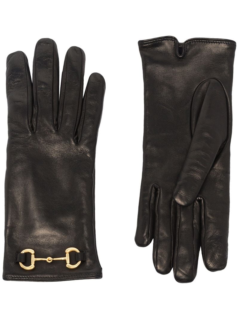 Gucci - horsebit-embellished gloves - women - Lamb Skin - 6.5, 7, 7.5 - Black