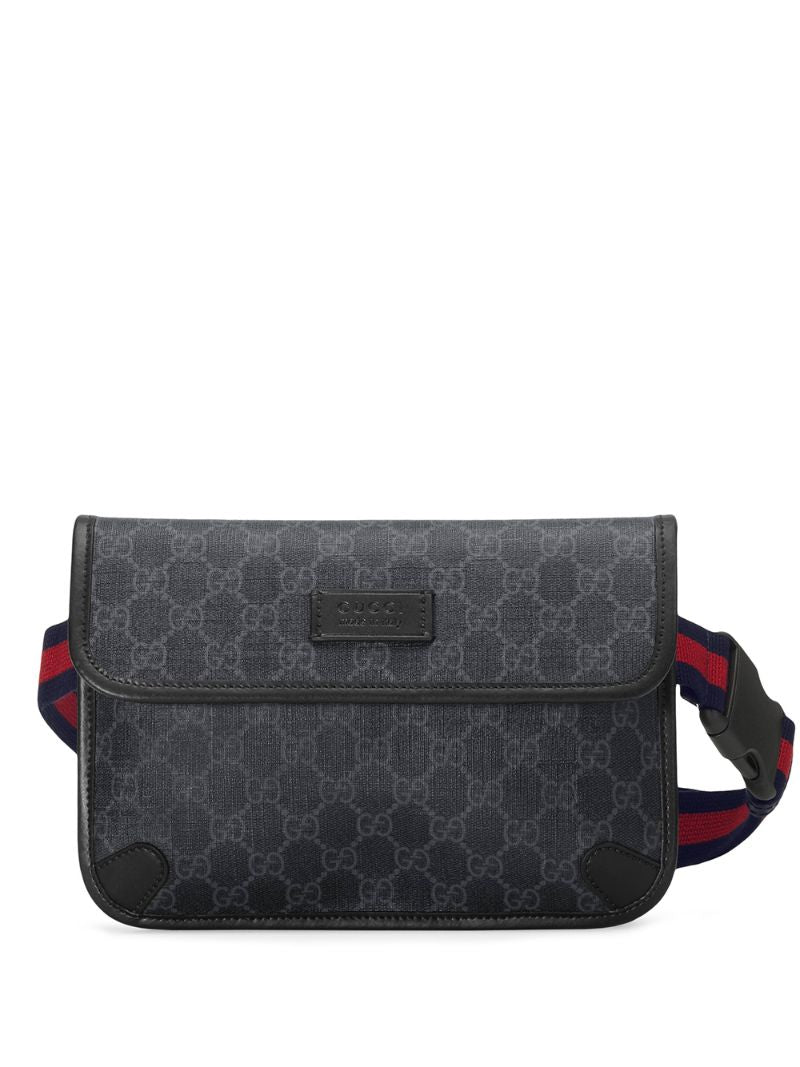 Gucci - GG Black belt bag - men - Linen/Flax/Leather/Canvas/Fabric - One Size - Black