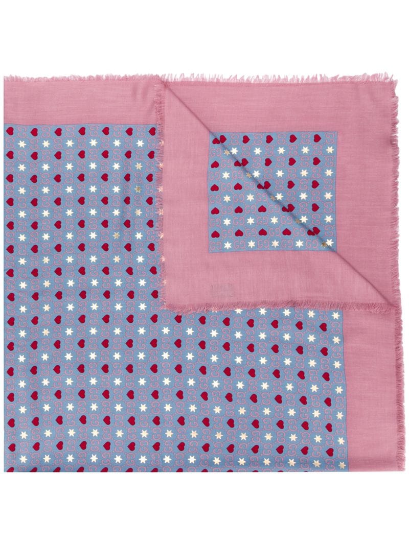 Gucci - heart and star GG print scarf - women - Silk/Modacrylic - One Size - Blue