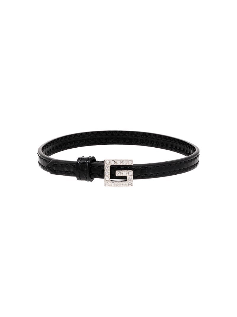 Gucci - crystal logo buckle bracelet - women - Patent Leather/Crystal - S, M - Black