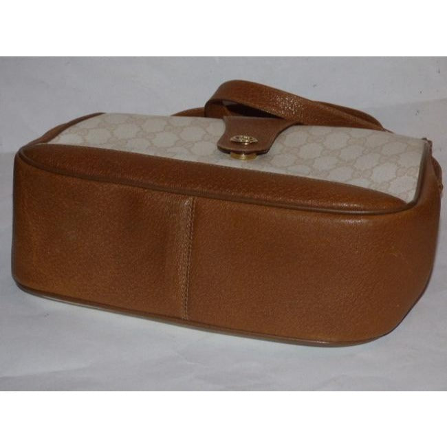 Gucci Purses Ivory Coated Canvas With Camel Large G Logo Leather